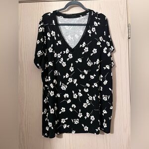 Maurices Black Floral V-Neck Top